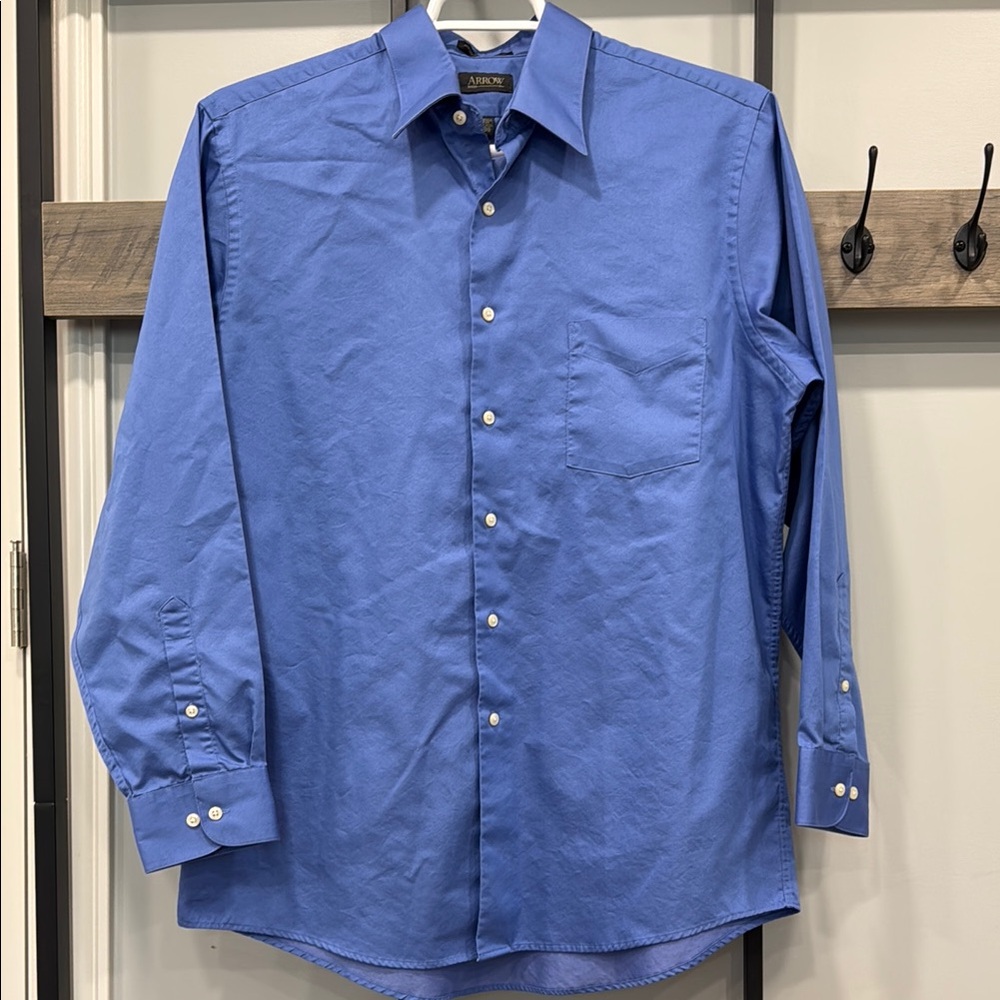 Arrow Blue Dress Shirt with Pointed Collar